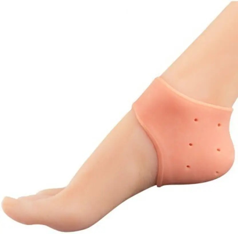 Silicone Gel Heel Protector Cups for Pain Relief, Cracked Heels Plantar Fasciitis – Breathable Anti-Slip Heel Socks (Universal Fit)