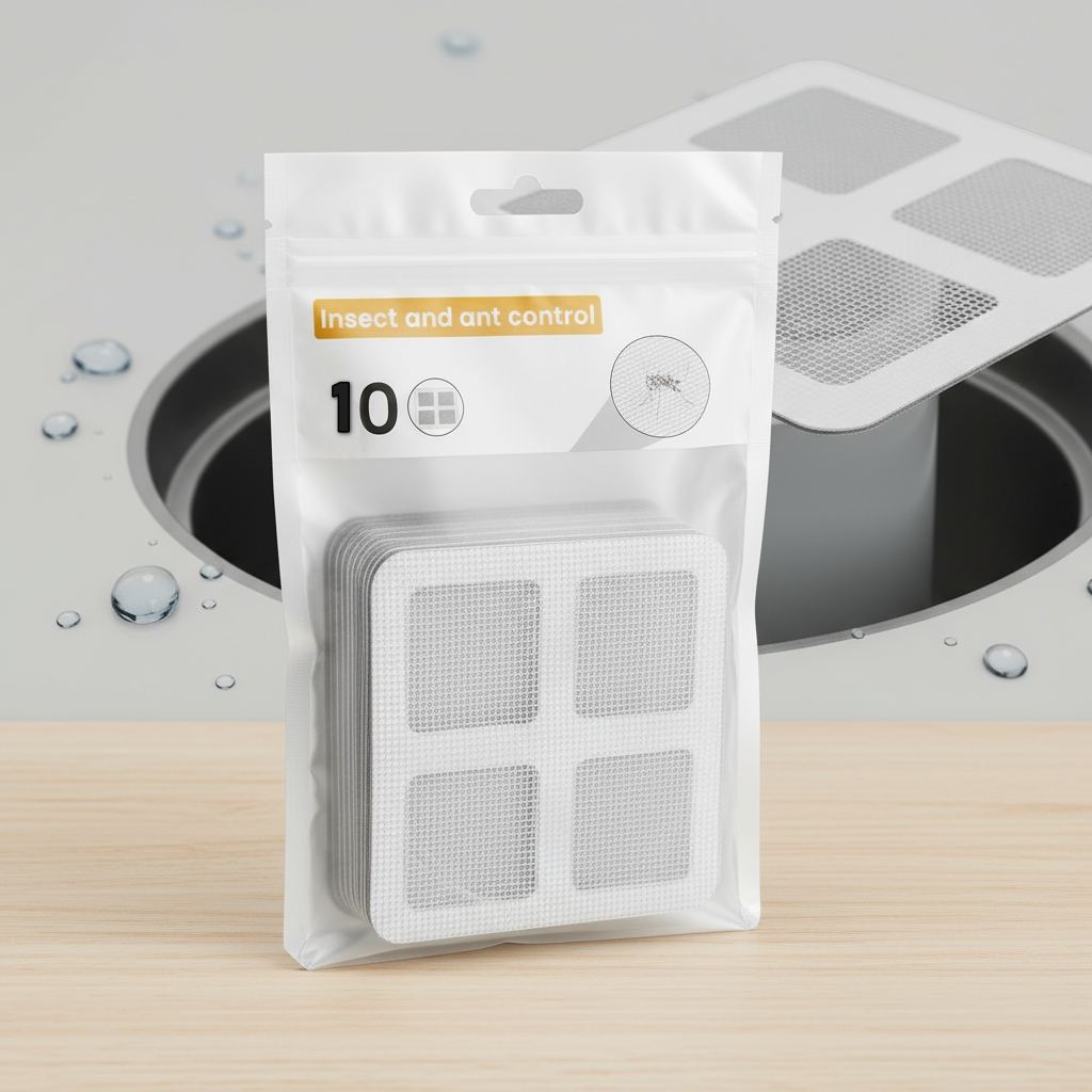 Disposable Shower Drain Hair Catcher Mesh Stickers  (10PC) - Waterproof Self-Adhesive Bathroom Strainer